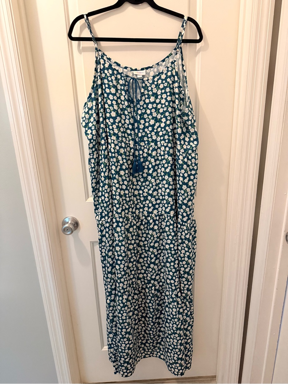 LuLaRoe Teal Floral Dress with White and Yellow Blooms